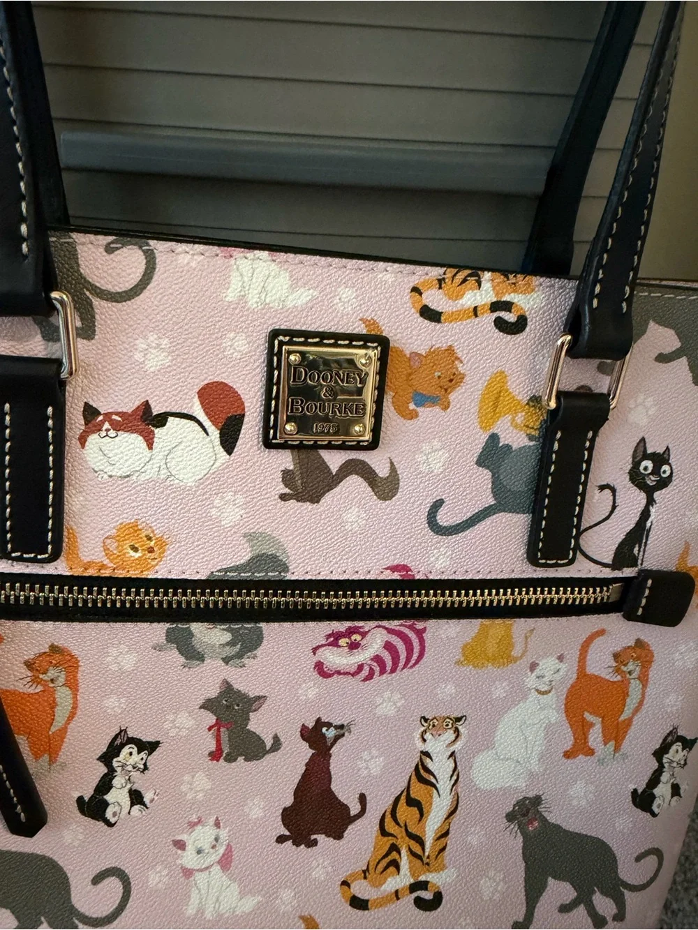 Dooney & Bourke Pink Cat Print Tote with Black Straps - Picture 2 of 4